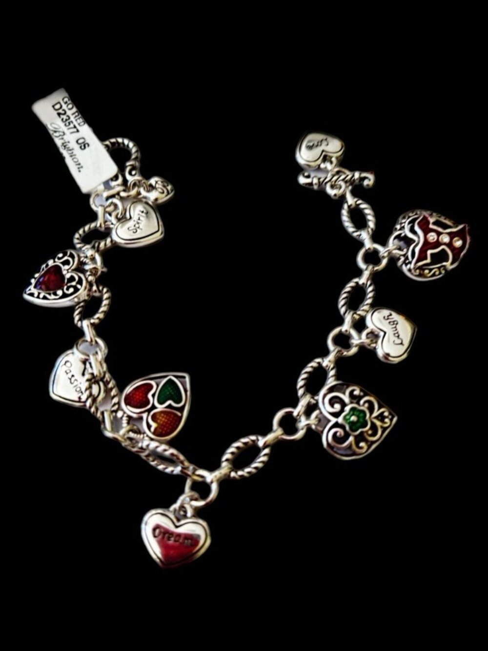 Brighton 2005 Go Red Dream Laugh Passion Spirit Bracelet very expressive NWT